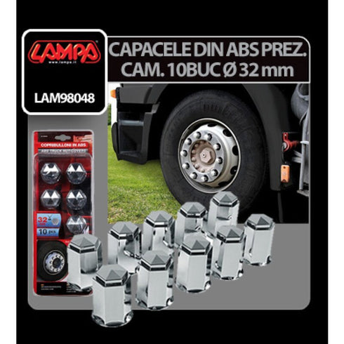 Capacele ABS prezoane camion 10buc - 32mm - Crom